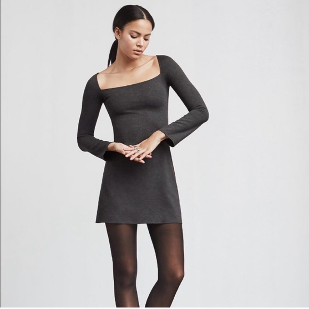 REFORMATION Emerson Grey Square Neck Dress